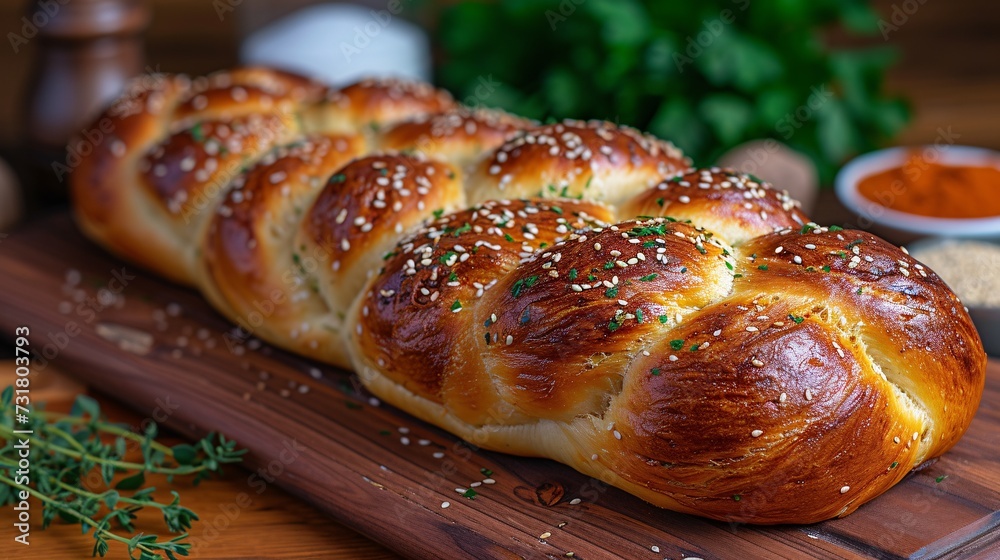 Baked Bread Loaves with Sesame Seeds and Parsley: A Delicious and Nutritious Option for Your Monthly Meal Planning Generative AI