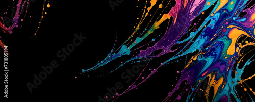 A colorful swirl of paint on black background