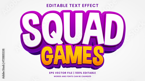 Squad games 3d editable text effect photo