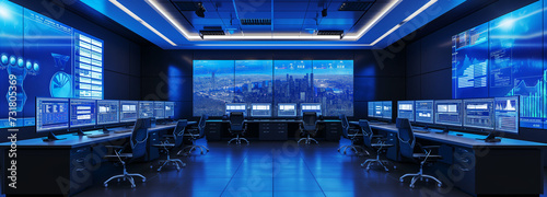 Office filled with electronics: Modern command center