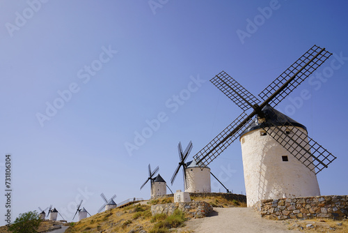 windmills on the hill at Consuegra photo