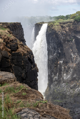 beautiful landscape with Victoria Falls against the sky in Zimbabwe