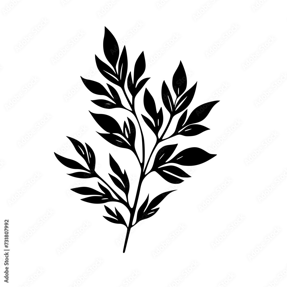 Naklejka premium leaf vector, herb silhouette, silhouette plant, silhouette flower, silhouette floral, plantpot, leaf, tree, plant, nature, vector, bamboo, pattern, branch, silhouette, floral, flower, design, illustr