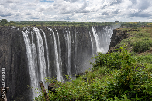 beautiful landscape with Victoria Falls against the sky in Zimbabwe