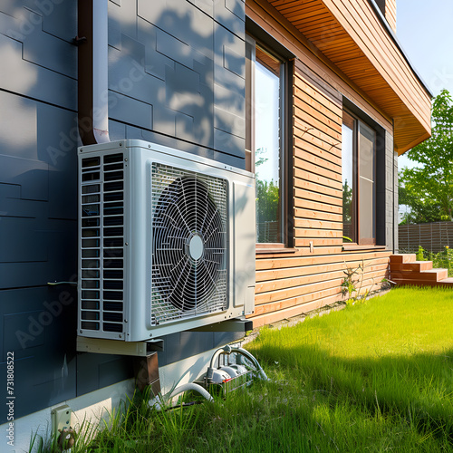 modern house with heatpump photo