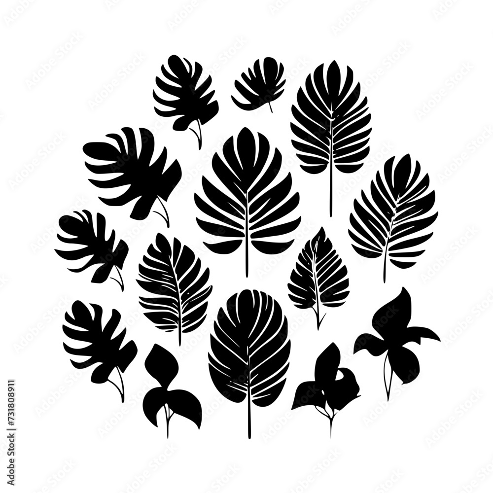 Fototapeta premium leaf vector, herb silhouette, silhouette plant, silhouette flower, silhouette floral, plantpot, leaf, tree, plant, nature, vector, bamboo, pattern, branch, silhouette, floral, flower, design,