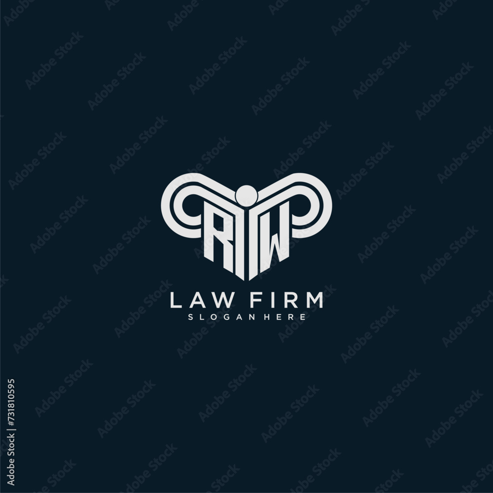 RW initial monogram logo lawfirm with pillar design RW initial monogram logo lawfirm with pillar design