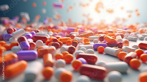 assorted pills, Pharmaceutical Pharmacy industry and generic or brand medication marketing concept photo