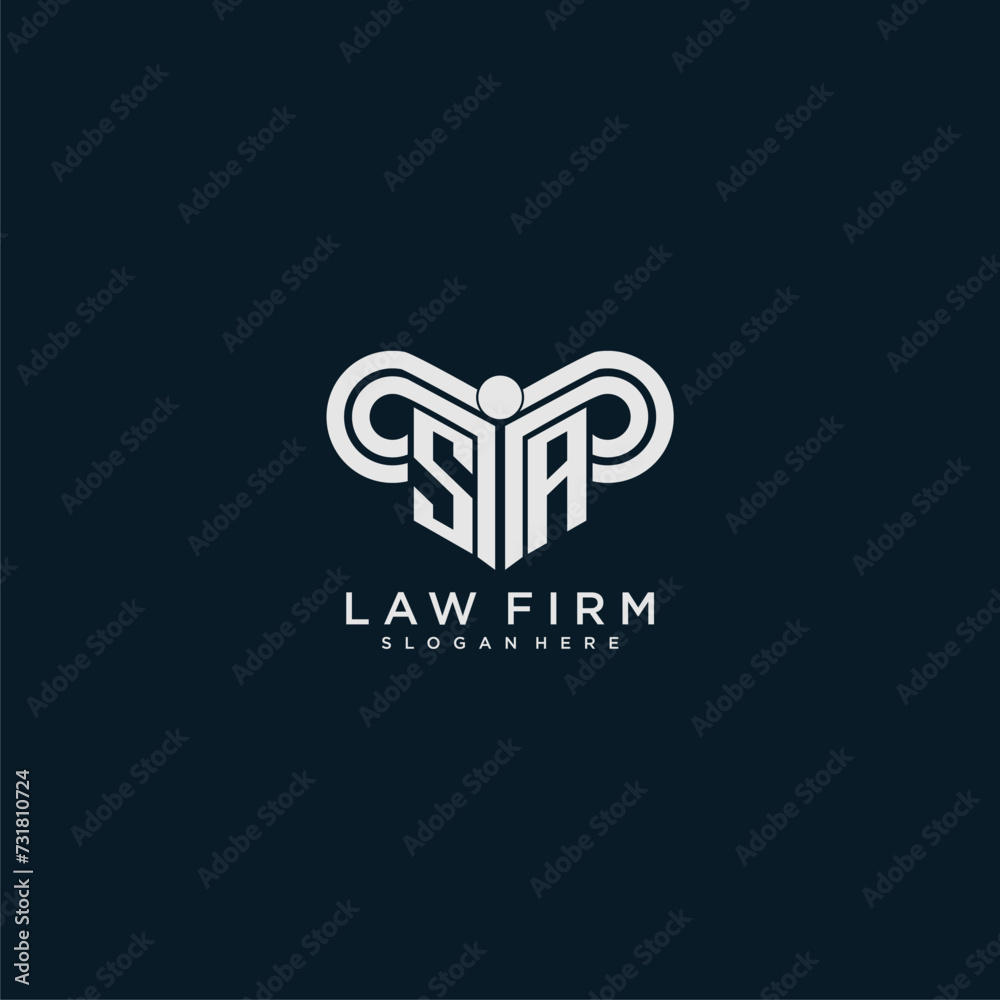 SA initial monogram logo lawfirm with pillar design SA initial monogram logo lawfirm with pillar design