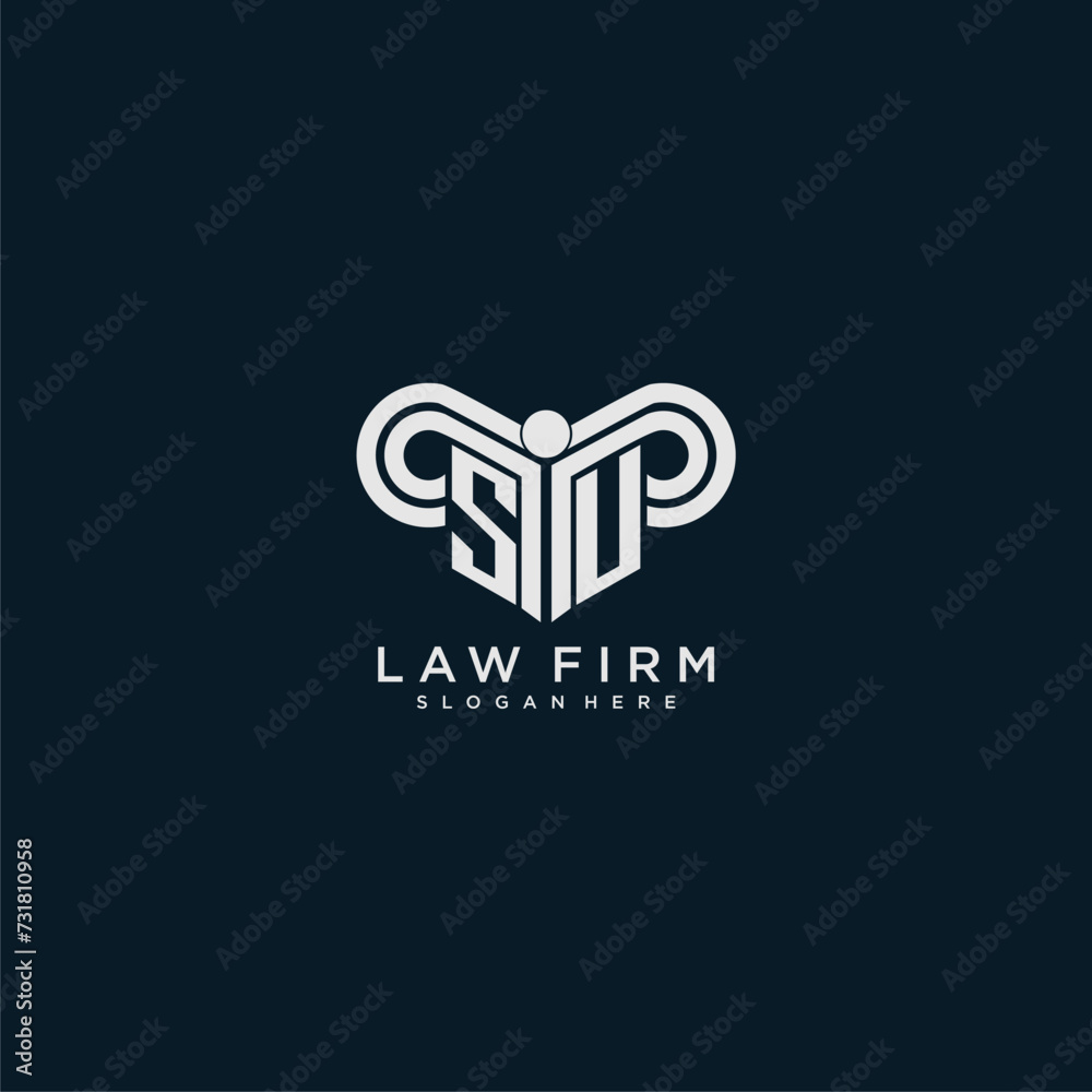 SU initial monogram logo lawfirm with pillar design