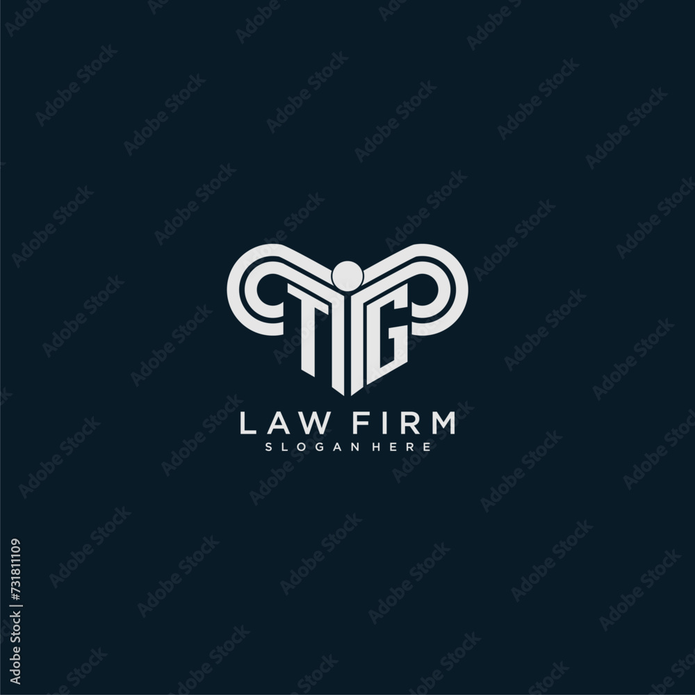TG initial monogram logo lawfirm with pillar design TG initial monogram logo lawfirm with pillar design