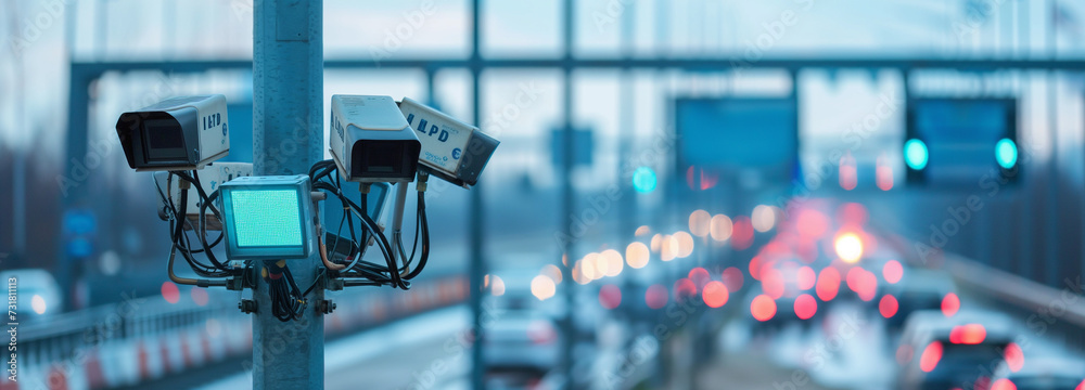 Street safety enhanced by AI surveillance in cities and roads Stock ...