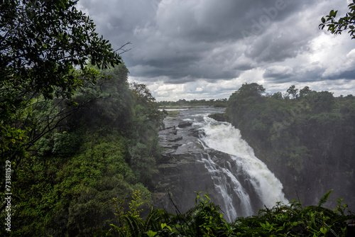beautiful landscape with Victoria Falls against the sky in Zimbabwe
