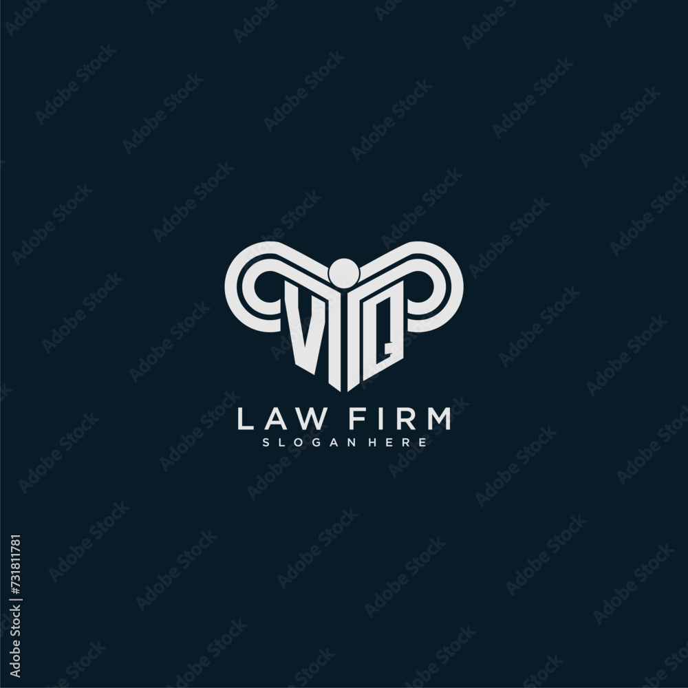 VQ initial monogram logo lawfirm with pillar design