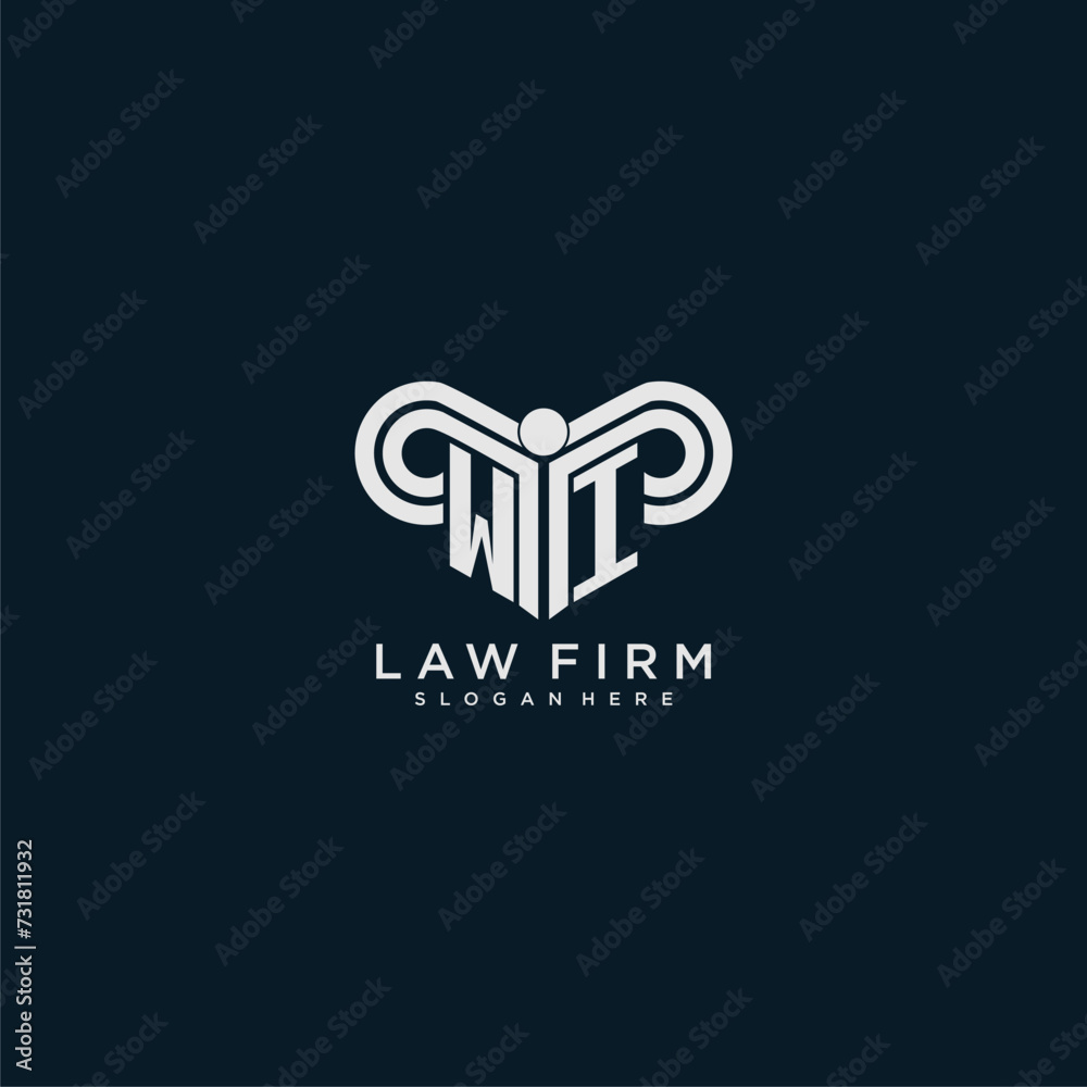 WI initial monogram logo lawfirm with pillar design WI initial monogram logo lawfirm with pillar design