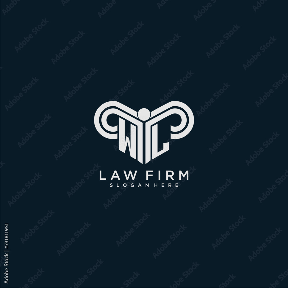 WL initial monogram logo lawfirm with pillar design WL initial monogram logo lawfirm with pillar design