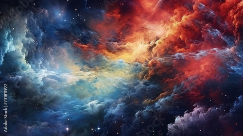 universe  galaxy  colorful stars  nebula  planets  panorama  wallpaper background  generative AI
