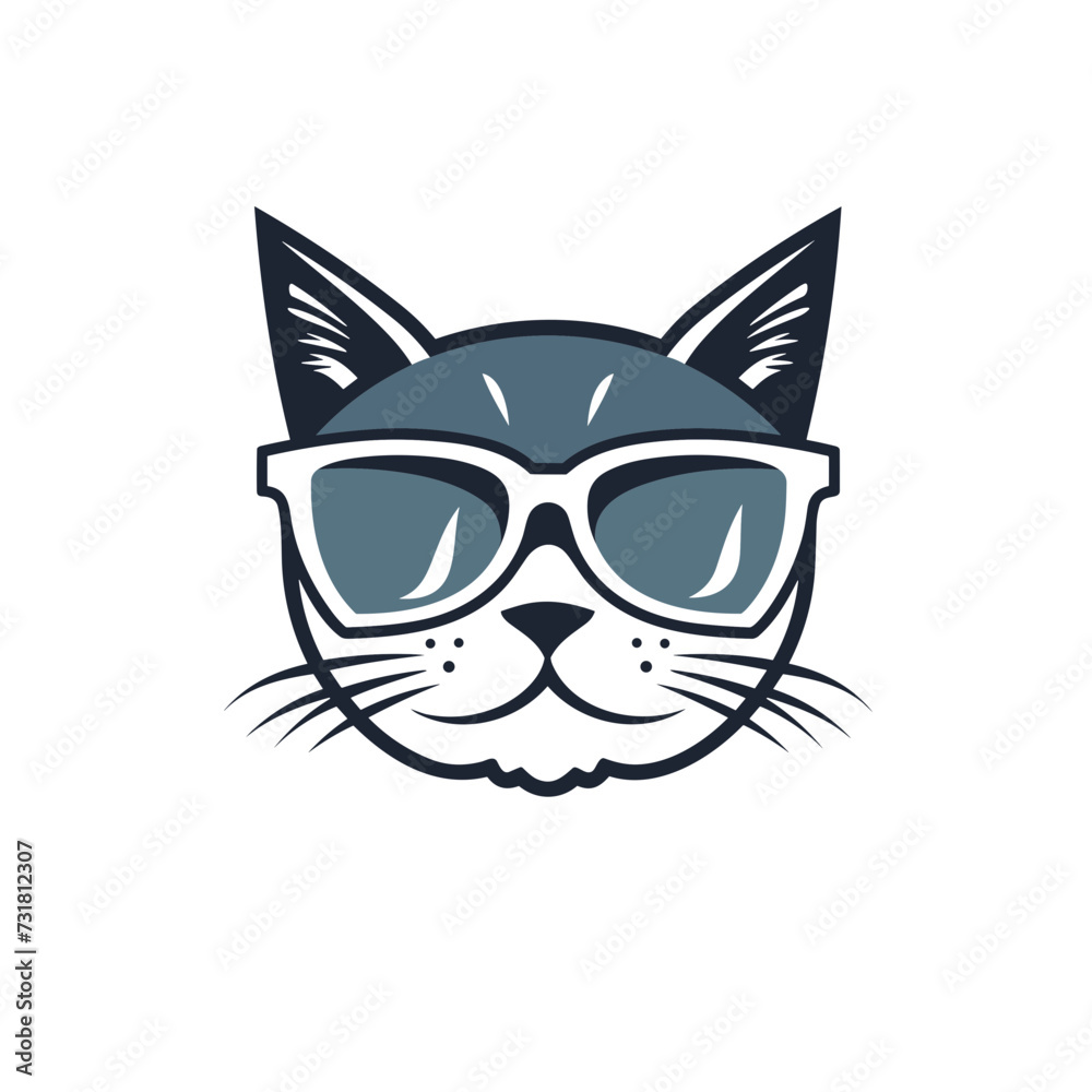 cat head wearing sunglasses vector illustration isolated transparent background, cut out or cutout t-shirt design