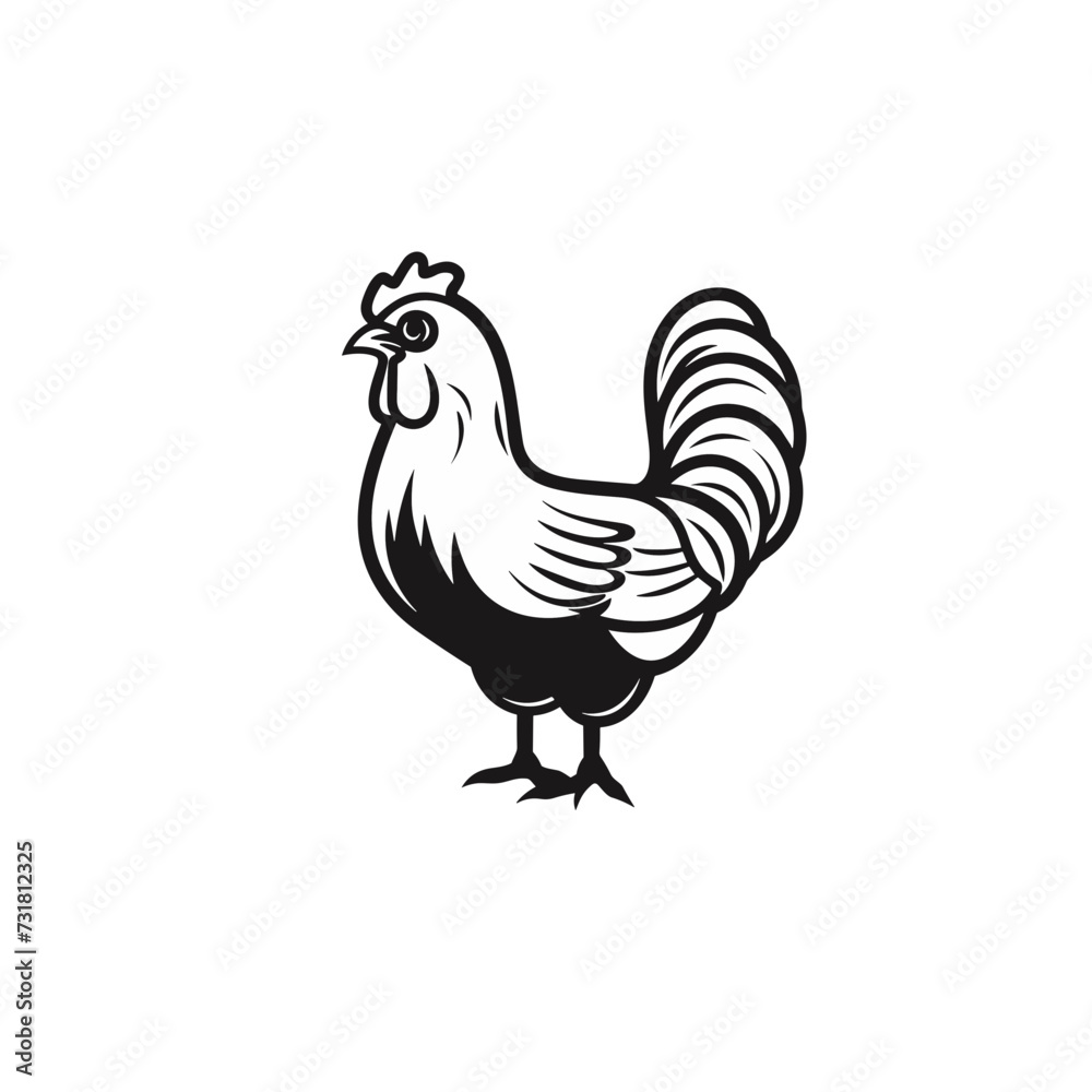 Fototapeta premium rooster chicken hen vector illustration isolated transparent background, cut out or cutout t-shirt design