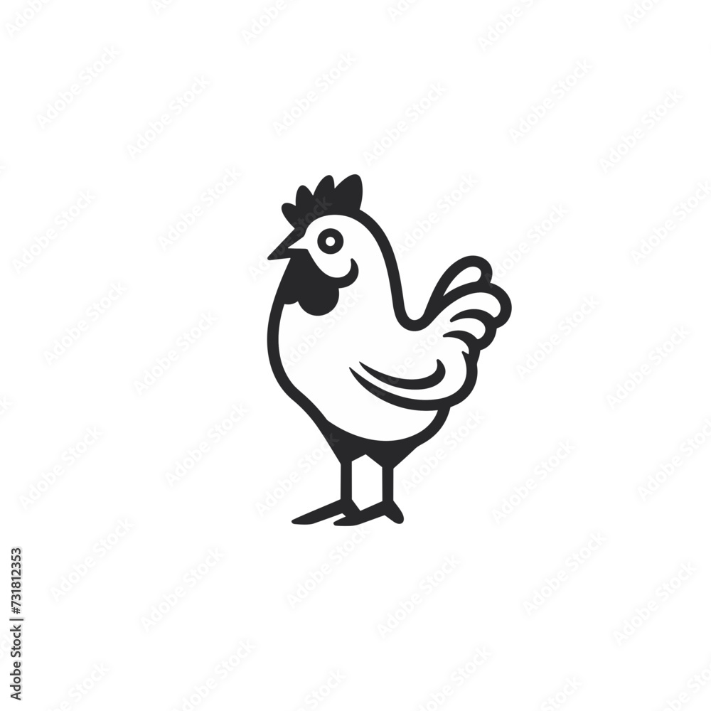 rooster chicken hen  vector illustration isolated transparent background, cut out or cutout t-shirt design