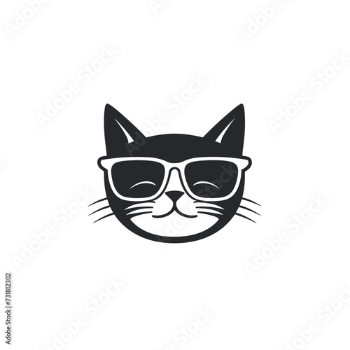 cat head wearing sunglasses vector illustration isolated transparent background, cut out or cutout t-shirt design