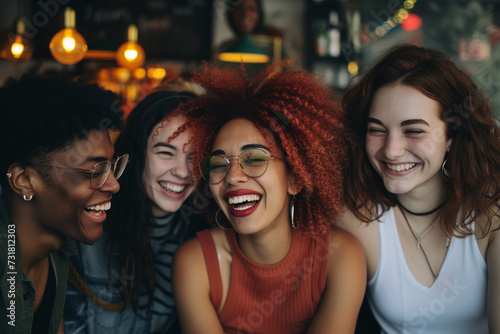 Group of diverse friends laughing together