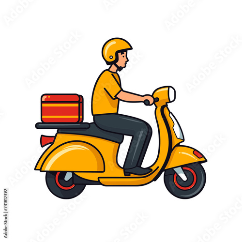 courier delivery man on a motorcycle with package parcel vector illustration isolated transparent background, cut out or cutout t-shirt design © Ilona