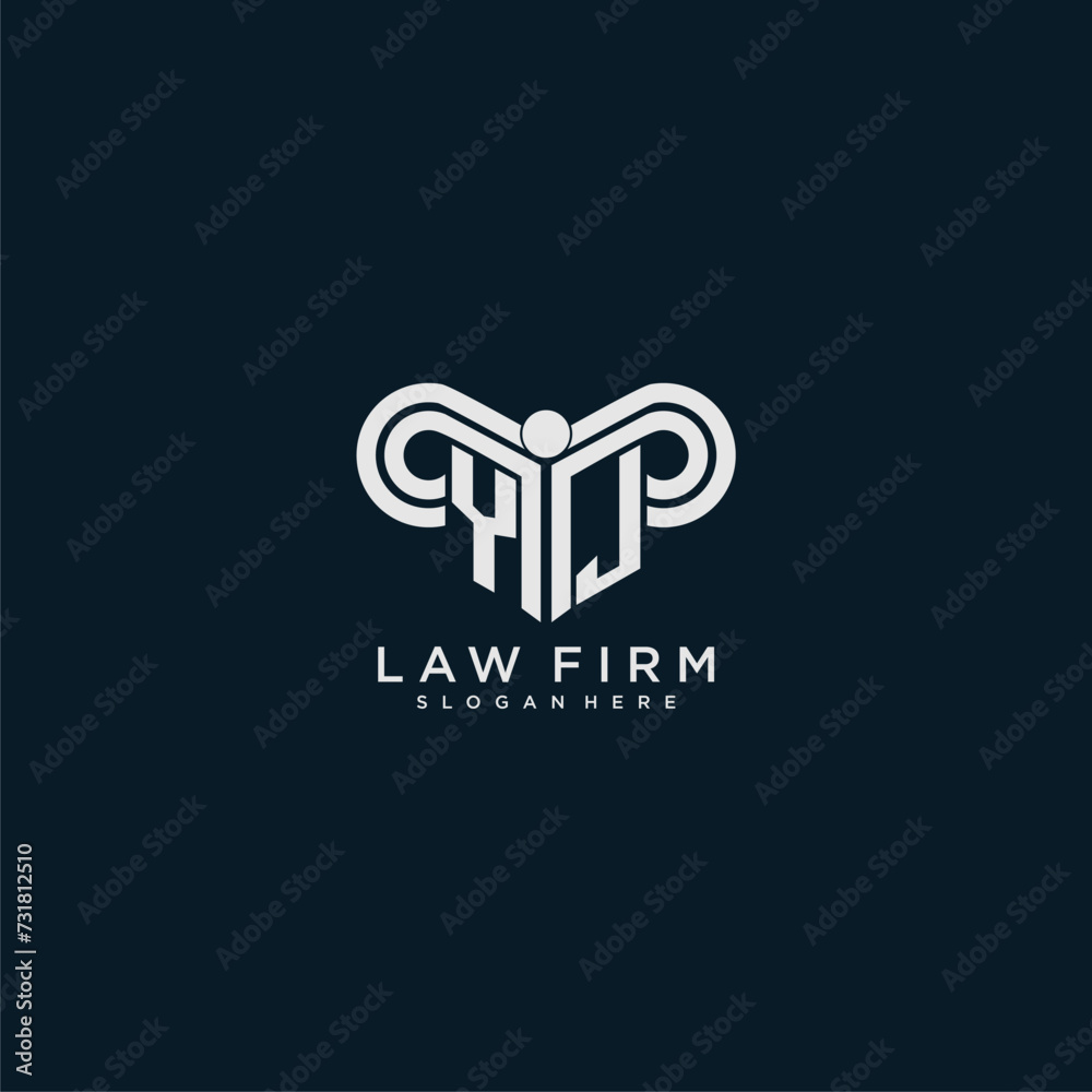 YJ initial monogram logo lawfirm with pillar design YJ initial monogram logo lawfirm with pillar design