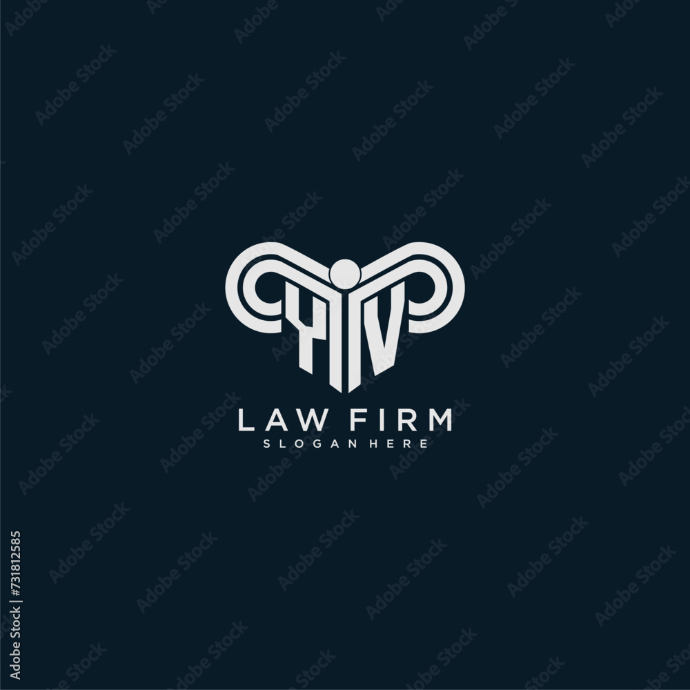 YV initial monogram logo lawfirm with pillar design YV initial monogram logo lawfirm with pillar design