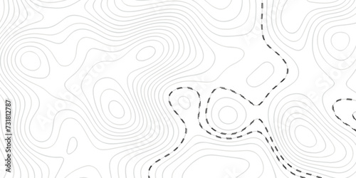 Topographic map background geographic line map with seamless ornament design. The black on white contours vector topography stylized height of the lines map.
