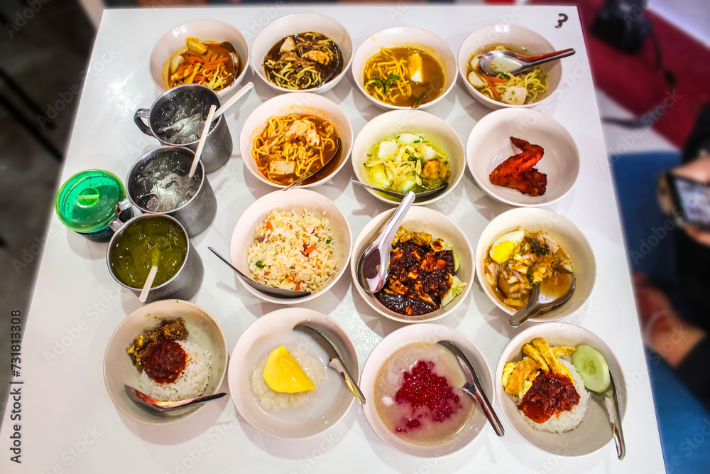 Boat noodle food with multiple cuisine food from various culture. Boat noodle food with multiple cuisine food from various culture.