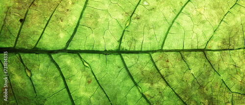 A macro shot capturing the complex network of veins in a green leaf, highlighting the texture and patterns of nature