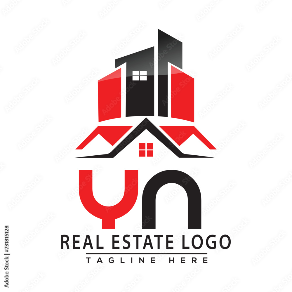 YN Real Estate Logo Red color Design House Logo Stock Vector.