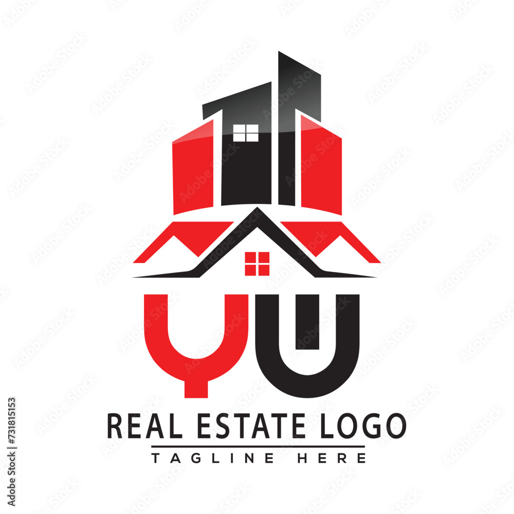 YW Real Estate Logo Red color Design House Logo Stock Vector.
