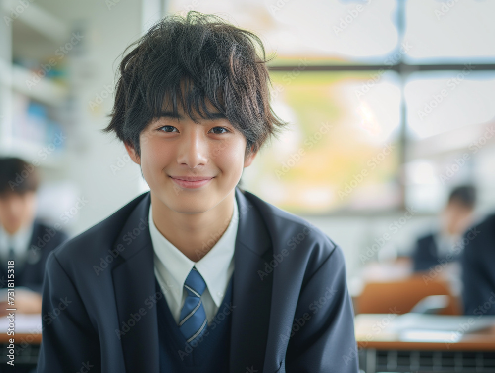 笑顔の男子高校生 笑顔の男子高校生