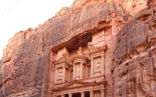 Al Khazneh or The Treasury (carved on white background). Petra, Jordan-- it is a symbol of Jordan, as well as Jordan's most-visited tourist attraction