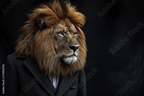 Cool Looking Lion In Fashionable Clothes On. Сoncept Runway, Trendy Animal Fashion, Fierce Style, Roaring Couture, King Of The Catwalk