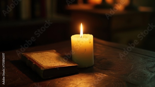 A Singular Candle in Traditional Irish Heritage photo