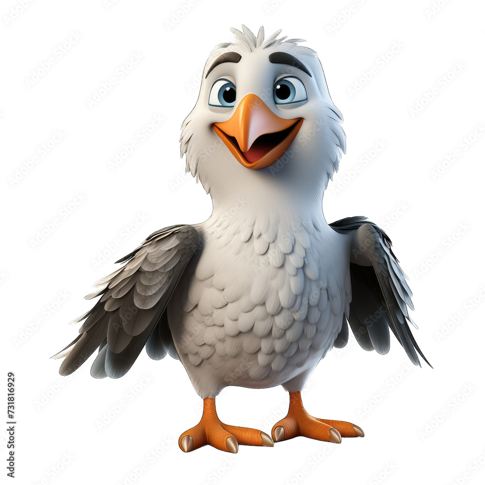 Obraz premium Albatross cartoon character on trasnpernat background