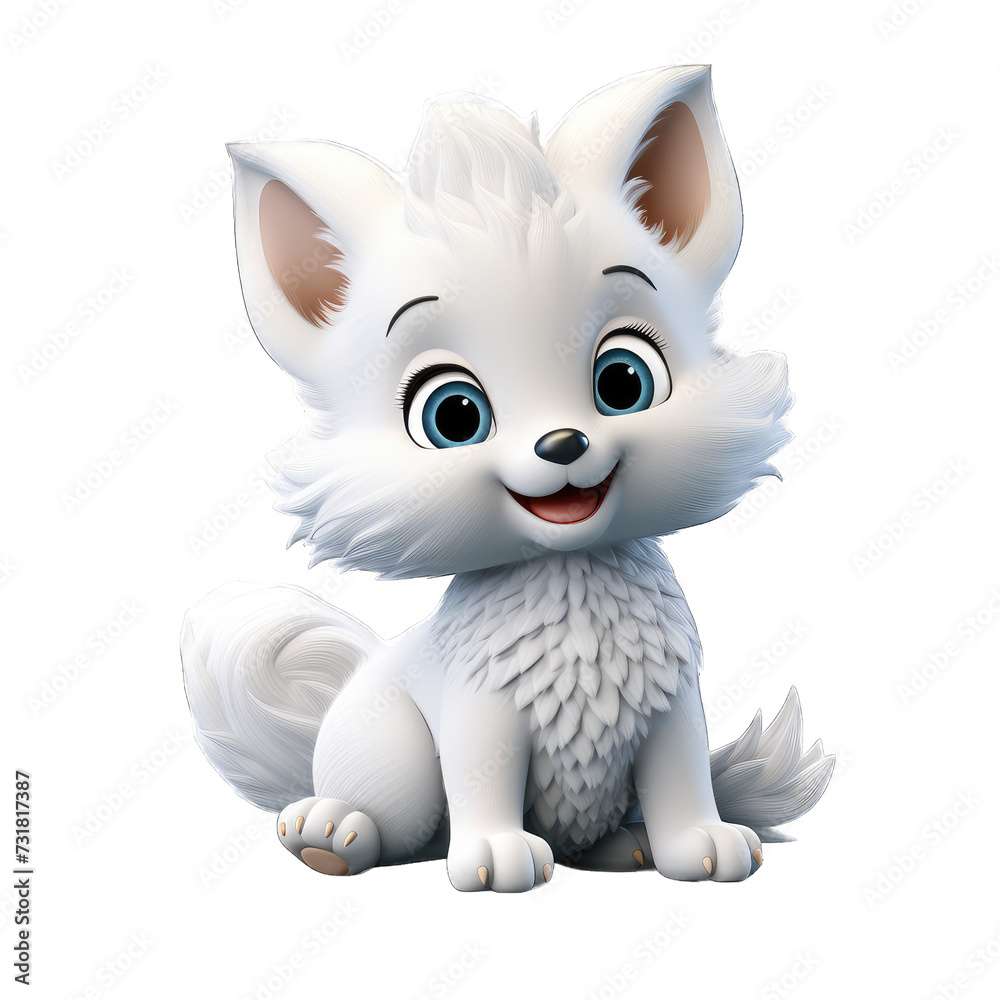 Arctic fox cartoon character on trasnpernat background Arctic fox cartoon character on trasnpernat background