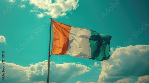 The Gentle Wave of an Aged Irish Flag, St. Patrick's Day photo