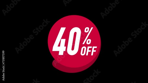 Discount, 40 pct off sign, sales offer. Alpha channel. photo