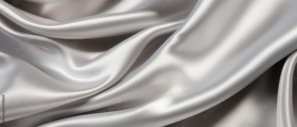 Obraz premium Silver silk fabric with a luxurious sheen and elegant waves
