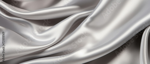 Silver silk fabric with a luxurious sheen and elegant waves