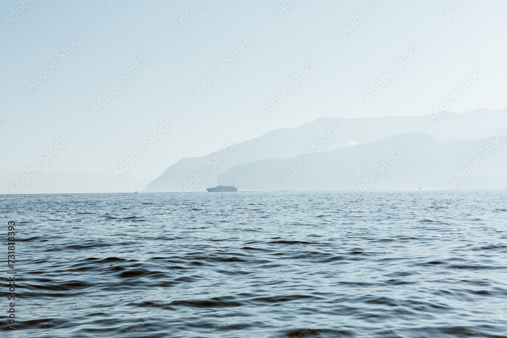 Captivating Sorrento: Sunlit Coastal Majesty with Mountain Layers Captivating Sorrento: Sunlit Coastal Majesty with Mountain Layers