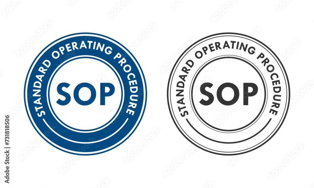 SOP - Standar Operating Procedure design badge template illustration SOP - Standar Operating Procedure design badge template illustration