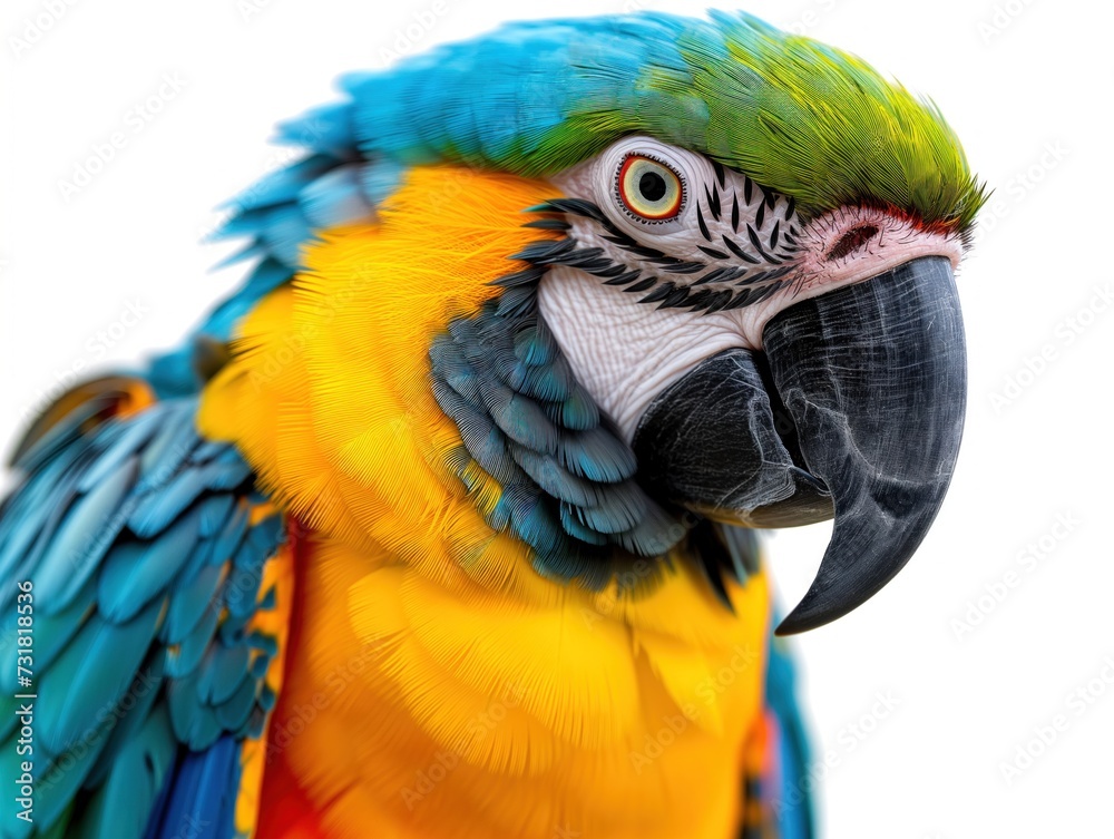 macaw parrot on white background