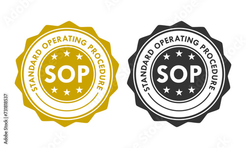 SOP - Standar Operating Procedure design badge template illustration