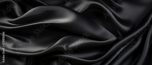 Soft waves of luxurious black silk with a smooth texture