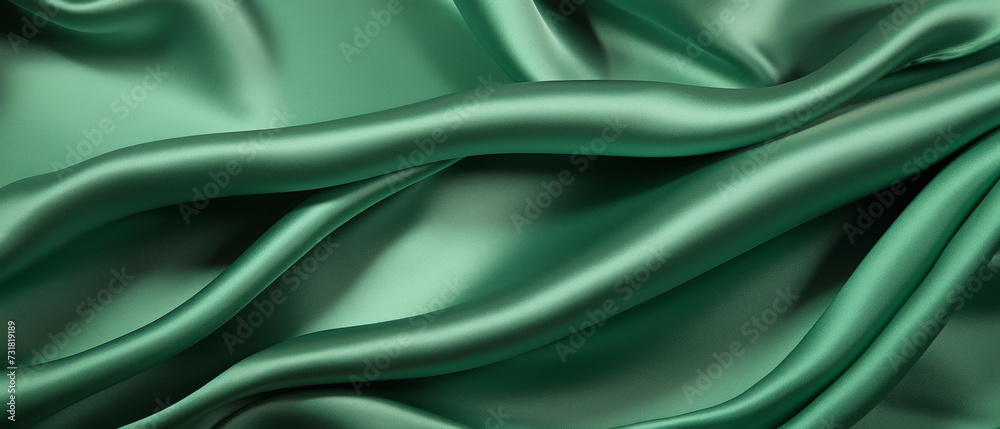 Emerald green silk cloth with elegant, smooth waves Emerald green silk cloth with elegant, smooth waves